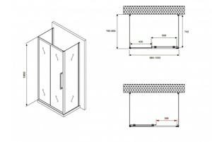   1000*800*1950  ABBER Schwarzer Diamant AG30100BH-S80B-S80B  ,  