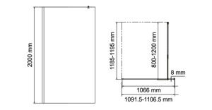   1100*2000  WasserKRAFT Rossel 28W46  ,  