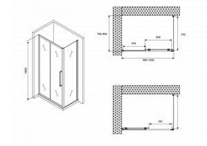   1000*800*1950  ABBER Schwarzer Diamant AG30100BMH-S80BM  ,  