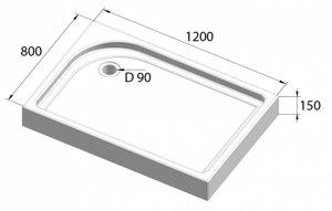    1200*800  BelBagno TRAY-BB-AH-120/80-15-W-L 