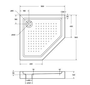    900*900*150  BelBagno TRAY-BB-P-90-15-W 