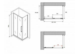   1000*750*1950  ABBER Schwarzer Diamant AG30100BH-S75B  ,  