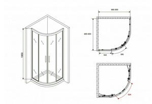   900*900*1950  ABBER Schwarzer Diamant AG01090M  ,  