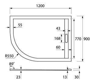      CEZARES TRAY-AS-RH-120/90-550-30-W-R 