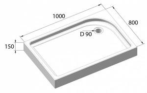    1000*800  BelBagno TRAY-BB-AH-100/80-15-W-R 