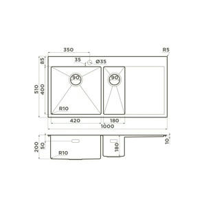     1000*510  Omoikiri Akisame 100-2 LG-R 4973090  