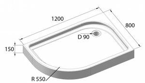    1200*800  BelBagno TRAY-BB-RH-120/80-550-15-W-R 