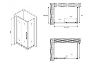   1000*800*1950 ABBER Schwarzer Diamant AG30100BH-S80B  ,  