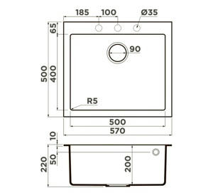   570*500  Omoikiri Bosen 57 H 4993244 