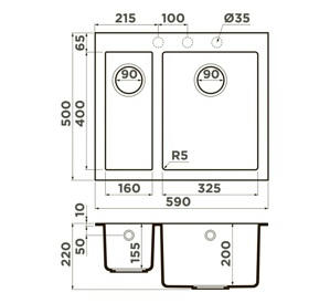   590*500  Omoikiri Bosen 59-2 WH 4993152 