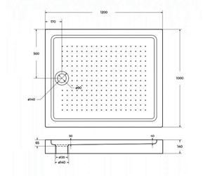    1200*1000*150  BelBagno TRAY-BB-AH-120/100-15-W 