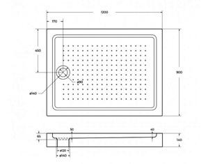    1200*900*150  BelBagno TRAY-BB-AH-120/90-15-W 