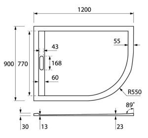      CEZARES TRAY-AS-RH-120/90-550-30-W-L 