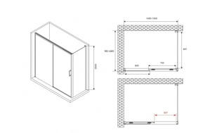   1500*1000*2000  ABBER Komfort AG93150B-S102B  ,  