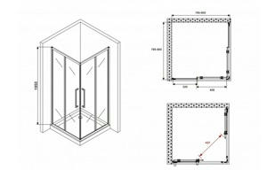   800*800*1950  ABBER Schwarzer Diamant AG02080BDTH  ,  