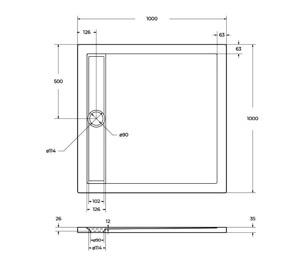    1000*1000*35  BelBagno TRAY-BB-DUE-A-100-4-W0 