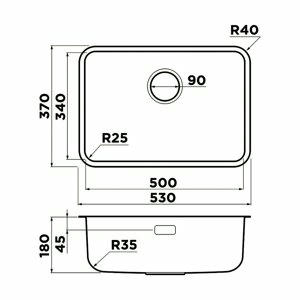     530*370  Omoikiri Omi 53-U/I Ultra Mini-IN 4997405  