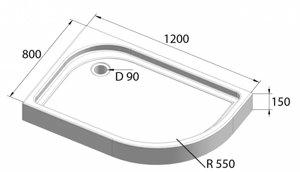    1200*800  BelBagno TRAY-BB-RH-120/80-550-15-W-L 