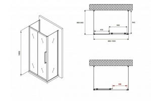   1000*900*1950  ABBER Schwarzer Diamant AG30100BH-S90B-S90B  ,  